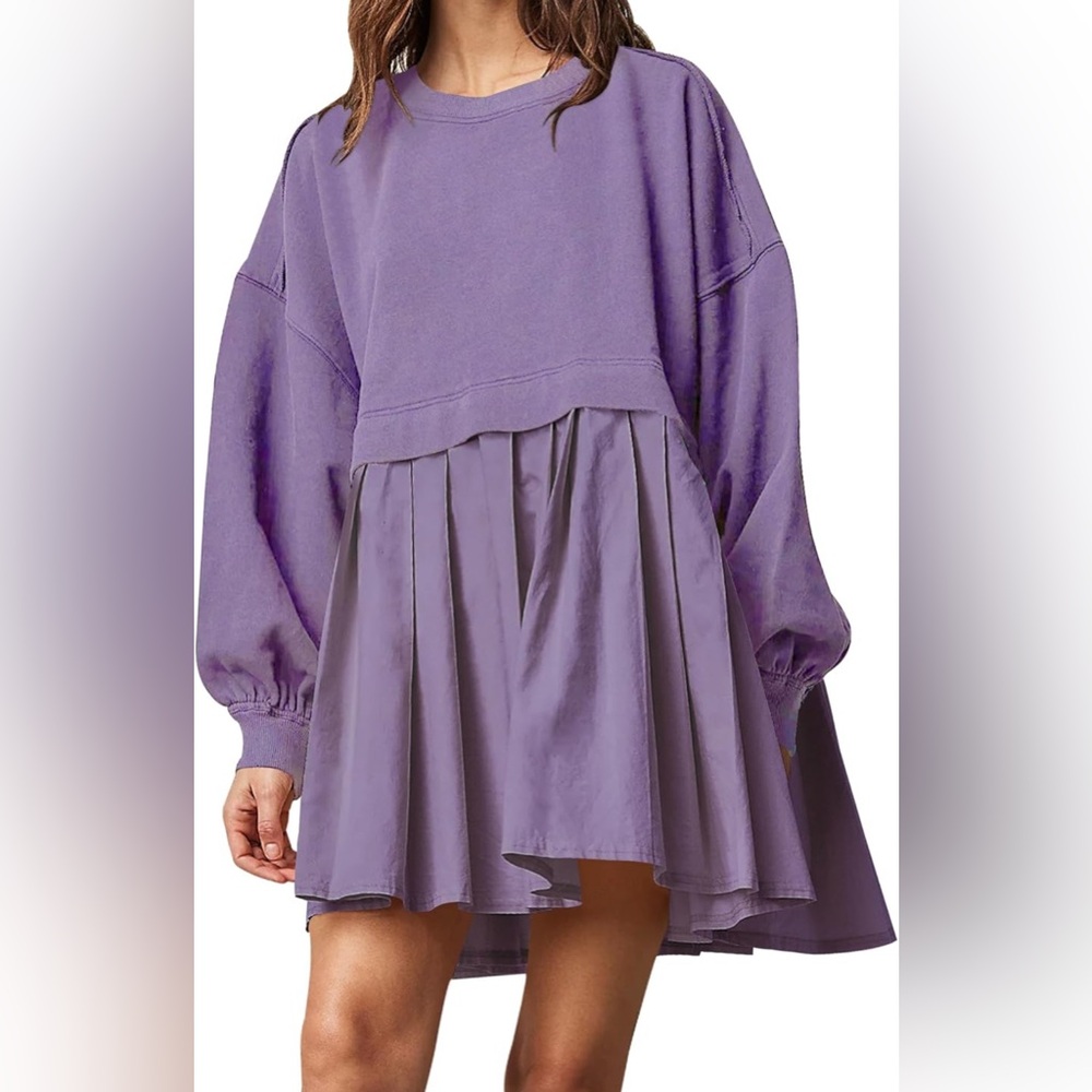Sweatshirt Dress Casual Long Sleeve Crewneck Oversized